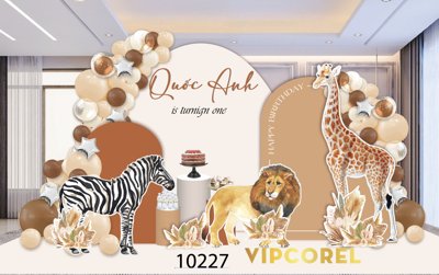 File gốc Backdrop Party sinh nhật Quốc Anh 1 tuổi #47 file .AI (trang trí) phòng làm việc