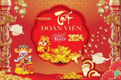 File in trần Backdrop Tết đoàn viên 2024 #2 file vector corel (file gốc) chủ đề vũ trụ