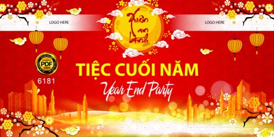 Download file gốc Backdrop Tiệc cuối năm - xuân an bình #40 file corel (in lụa) hoa lá