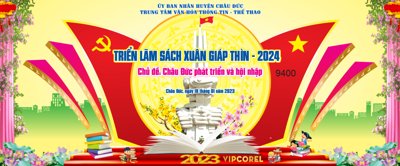 Hình ảnh file gốc in lụa Backdrop Triển Lãm sách xuân Giáp Thìn 2024