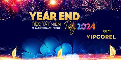 Tải file gốc in lụa Backdrop Year End Party 2024 Tiệc tất niên #25 siêu nét