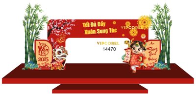 Download file gốc Backdrop decor sân khấu chụp ảnh tết 2025 #3 (in lụa) tranh 3D