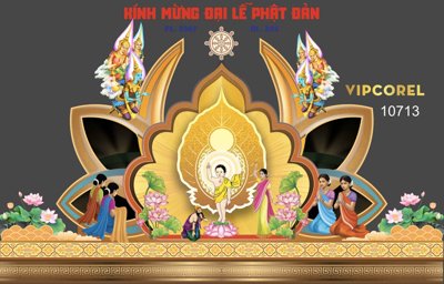 File tranh Backdrop kính mừng đại lễ phật đản 2024 vector #3 (ảnh gốc) chi tiết rõ ràng