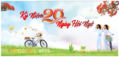Tải file Backdrop kỷ niệm 20 năm ngày hội ngộ file corel (gốc) in tranh tráng gương