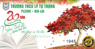 File gốc Backdrop kỷ niệm 20 năm ngày trở về THCS Lý Tự Trong CDR (cho in 3D) độc đáo