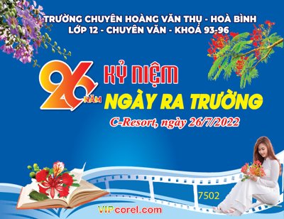 File gốc Backdrop kỷ niệm 26 năm ngày ra trường - Hòa Bình file EPS (in tráng gương) nghệ thuật