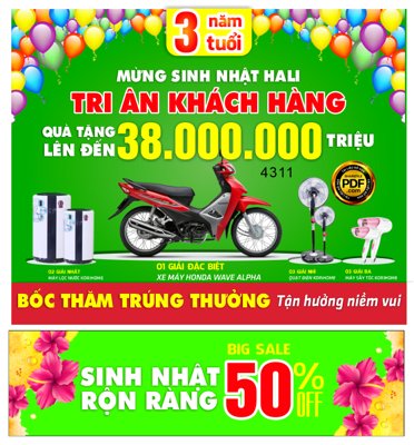 Download file tranh Backdrop mừng sinh nhật siêu thị Hali 3 tuổi file corel (file gốc PSD)