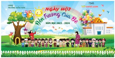 File PSD Backdrop ngày hội đến trường của bé 2023 #18 corel (gốc) nhiều lớp (multi-layer)