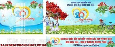 Download file gốc File mẫu Backdrop phông nền kỷ niệm họp lớp ra trường 108 (in mica) 3D