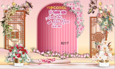 File gốc Backdrop sân khấu đám cưới 2023 #19 file corel (in mica) trang trí
