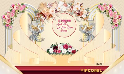 File in lụa Backdrop sân khấu đám cưới 2023 #30 file corel (chất lượng cao) Backdrop sân khấu đám cưới 2023 #30 file corel