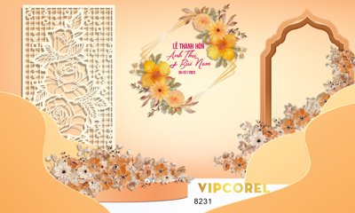 Download file Backdrop sân khấu đám cưới 2023 #33 file corel (gốc) in mica cao cấp