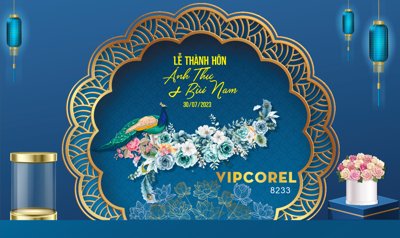 Tải file tranh gốc Backdrop sân khấu đám cưới 2023 #35 file corel chất lượng cao