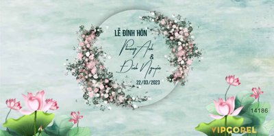 File gốc Backdrop sân khấu đám cưới 2024 vector #91 (in tráng gương) ốp tường