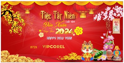 File tranh in mica Backdrop tiệc tất niên đón xuân Giáp Thìn 2024 #60 (độ phân giải cao)