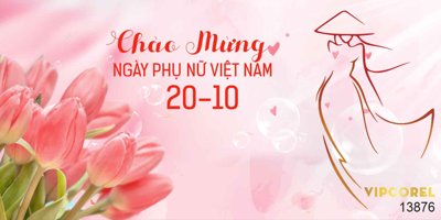 Download file gốc Background Chào mừng ngày phụ nữ Việt Nam 20-10 #3 (in lụa) tranh 3D