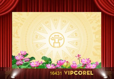 Hình ảnh gốc Background trống đồng chân hoa sen file corel (để in khổ lớn)