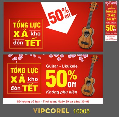 File tranh Banner giảm giá 50% xả kho đón tết Guitar (gốc) in backlit film