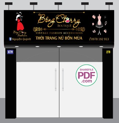 Chi tiết file tranh tráng gương Biển Bông Cherry Boutique Vintage fashion file PDF & CDR (ảnh gốc)