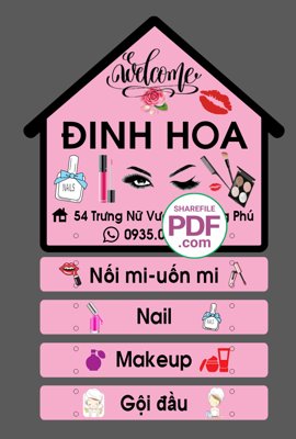 File gốc Biển Dinh Hoa mi - nail - make up file PDF & CDR (in tráng gương) hiện đại