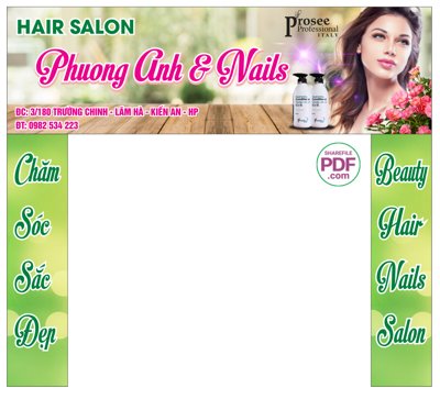 File gốc Biển Hair Salon Phương Anh & Nails file PDF & CDR (in tráng gương) sang trọng
