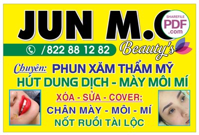 File ảnh Biển Jun M.O - Phun xăm thẩm mỹ - hút dung dịch - mày môi mí file PDF & CDR (gốc) in standee
