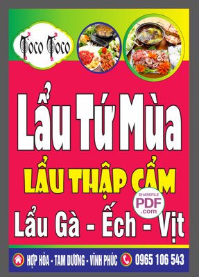 File gốc Biển Lẩu Tứ Mùa - Lẩu thập cẩm file PDF & CDR (in lụa) trang trí tường