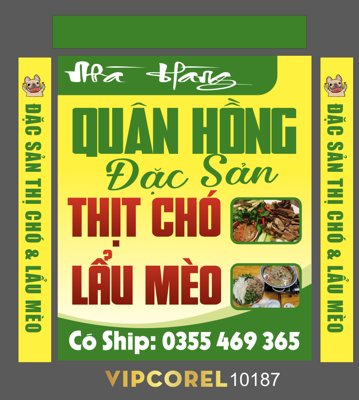 File tranh gốc Biển Nhà hàng Quân Hồng đặc sản thịt chó lẩu mèo chủ đề hiện đại