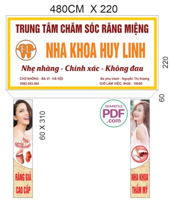 File gốc Biển Nha khoa Huy Linh file PDF & CDR (in ấn) màu sắc trung thực