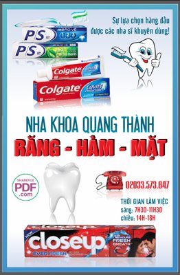 File in mica Biển Nha khoa Quang Thành - Răng Hàm Mặt file PDF & CDR (bản gốc) làm vách ngăn