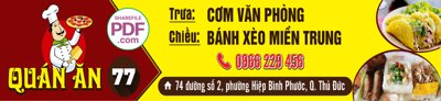 File in ấn Biển Quán ăn 77 - Cơm văn phòng file PDF & CDR (bản gốc) sắc nét