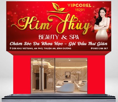 File tranh Biển Quảng cáo Kim Thùy Beauty & Spa file corel (ảnh gốc) in trần xuyên sáng