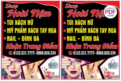 Download file Biển Shop Hoài Nậm - túi xách - mỹ phẩm - nail file PDF & CDR (gốc) cho xưởng in