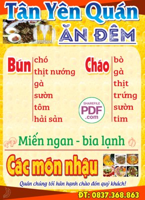 File in ấn Biển Tân Yên Quán - Ăn Đêm file PDF & CDR (bản gốc) cao cấp
