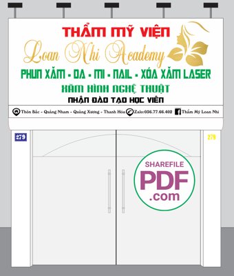 File gốc in mica Biển Thẩm mỹ viện Loan Nhi Academy file PDF & CDR chất lượng