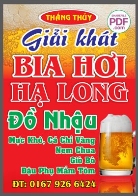 File tranh gốc Biển Thắng Thủy - Bia hơi Hạ Long đồ nhậu file PDF & CDR (bản quyền) độc đáo