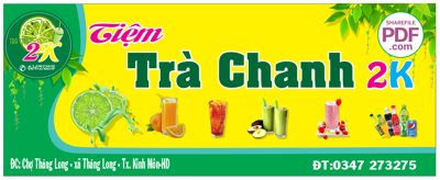Tệp tin gốc Biển Tiệm trà chanh 2K file PDF & CDR (chất lượng cao) Biển Tiệm trà chanh 2K file PDF & CDR