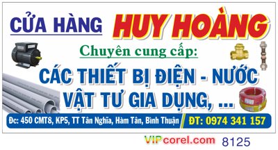 File gốc Biển cửa hàng Huy Hoàng - thiết bị điện nước cho in ấn và thiết kế