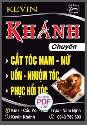 File gốc Biển chính Kevin Khánh - tóc nam nữ file PDF & CDR (in tráng gương) nghệ thuật