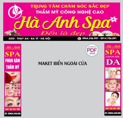 File PSD Biển chăm sóc sắc đẹp Hà Anh Spa file PDF & CDR (gốc) cho in quảng cáo