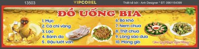 File in ấn Biển menu treo tường Đồ uống bia file corel chuyên nghiệp