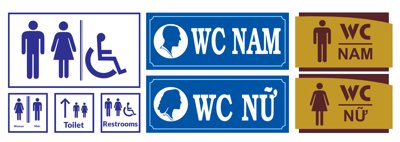 File tranh gốc Biển phòng nhà vệ sinh WC nam - WC nữ file Corel chủ đề hiện đại