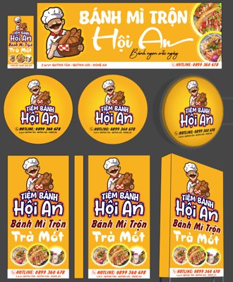 File in lụa Biển quán Bánh mì trộn Hội An file corel (chất lượng cao) Biển quán Bánh mì trộn Hội An file corel