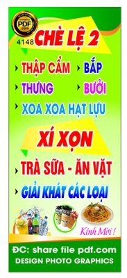 Chi tiết file tranh tráng gương Biển quán chè lệ 2 - trà sữa ăn vặt file corel (ảnh gốc)