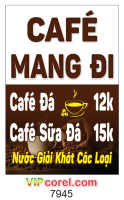 File gốc in ấn Biển quảng cáo Ca phê mang đi #2 file corel độ phân giải cao