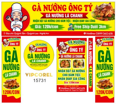 Hình ảnh file gốc in trần nhà Biển quảng cáo Gà nướng Ông Tý file corel