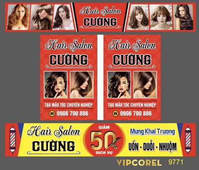 File tranh gốc Biển quảng cáo Hair Salon Cường file corel chủ đề hiện đại