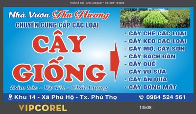 File tranh Biển quảng cáo Nhà vườn Thu Hương file corel (ảnh gốc) sắc nét hoàn hảo