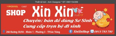 File in ấn Biển quảng cáo Shop Xin Xin baby file corel (bản gốc) chất lượng cao