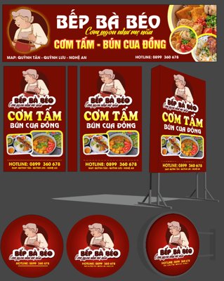 Tải file PSD Biển quảng cáo cơm tấm - bếp bà béo (nguyên layer) để in
